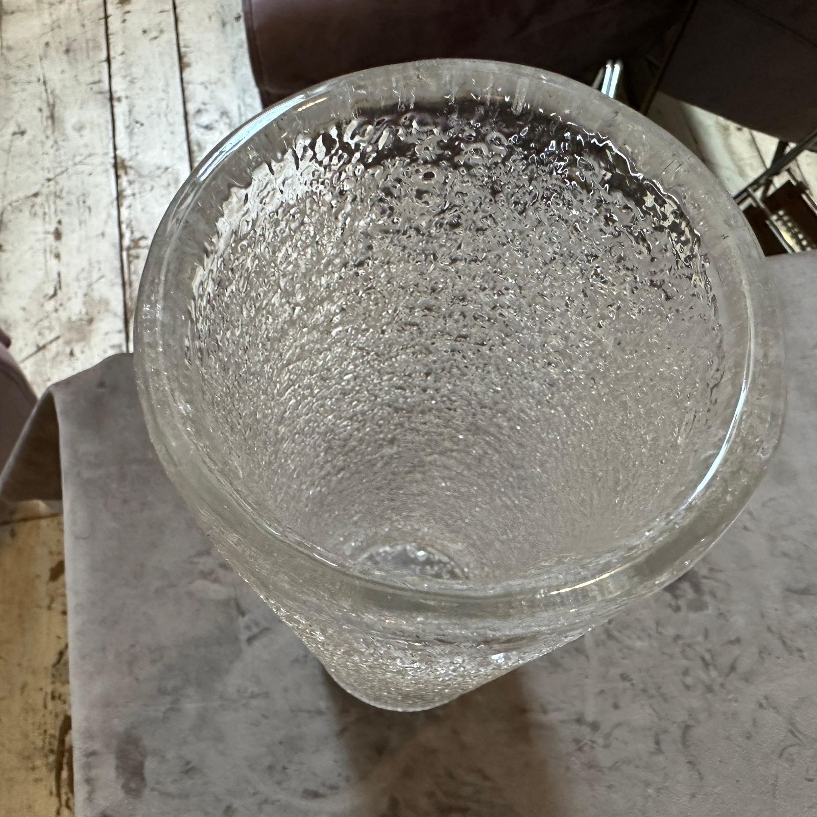 1980s Brutalist Clear Glass Cylinder Vase By Jan Gabrhel photo vinterior