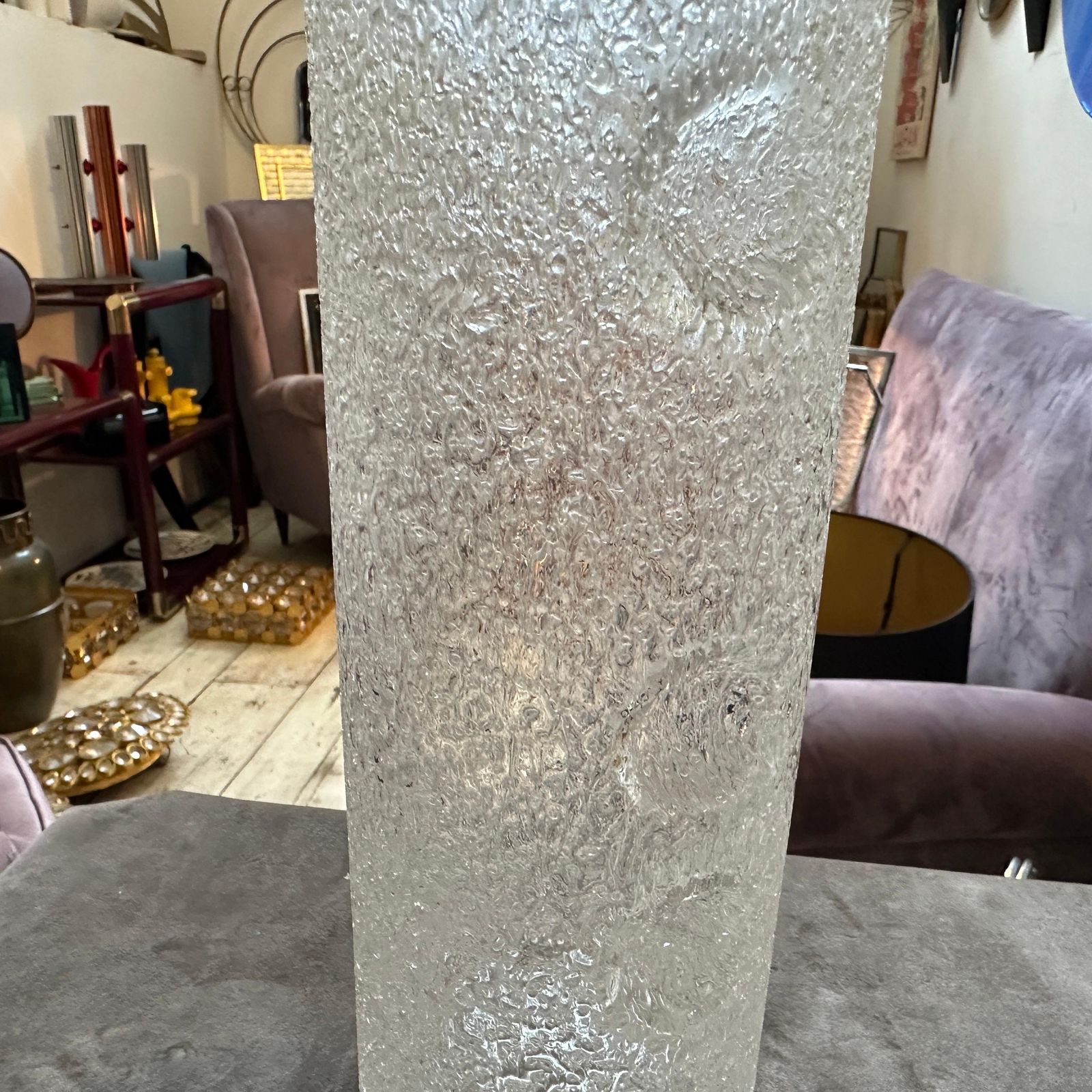 386.0 1980s Brutalist Clear Glass Cylinder Vase By Jan Gabrhel photo