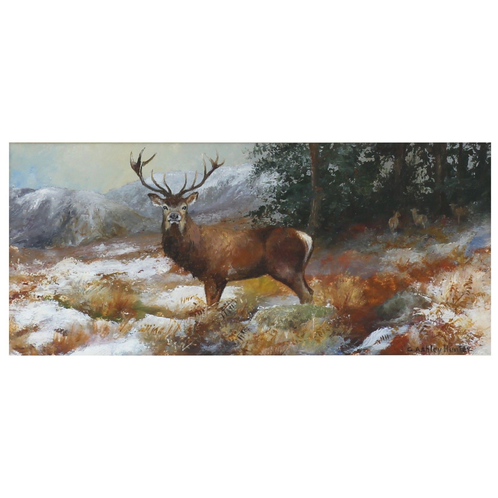 Oil On Board Behind Glass By Gordon Ashley Hunter. Titled Melting Snows. photo furniture