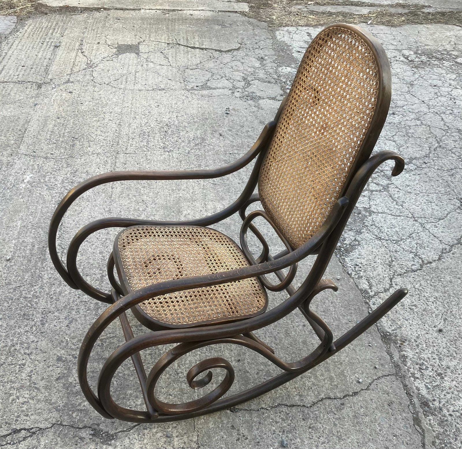 Vintage Bentwood Rattan Rocking Chair   Circa 1900 photo for sale