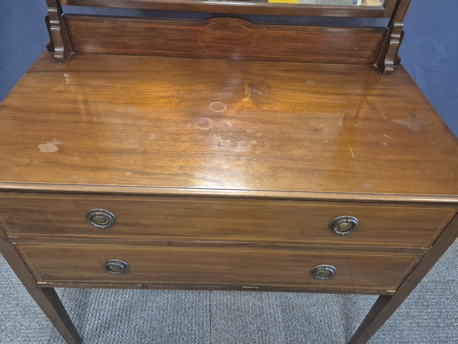Small Edwardian Mahogany Two Door Dresser With Mirror photo buy