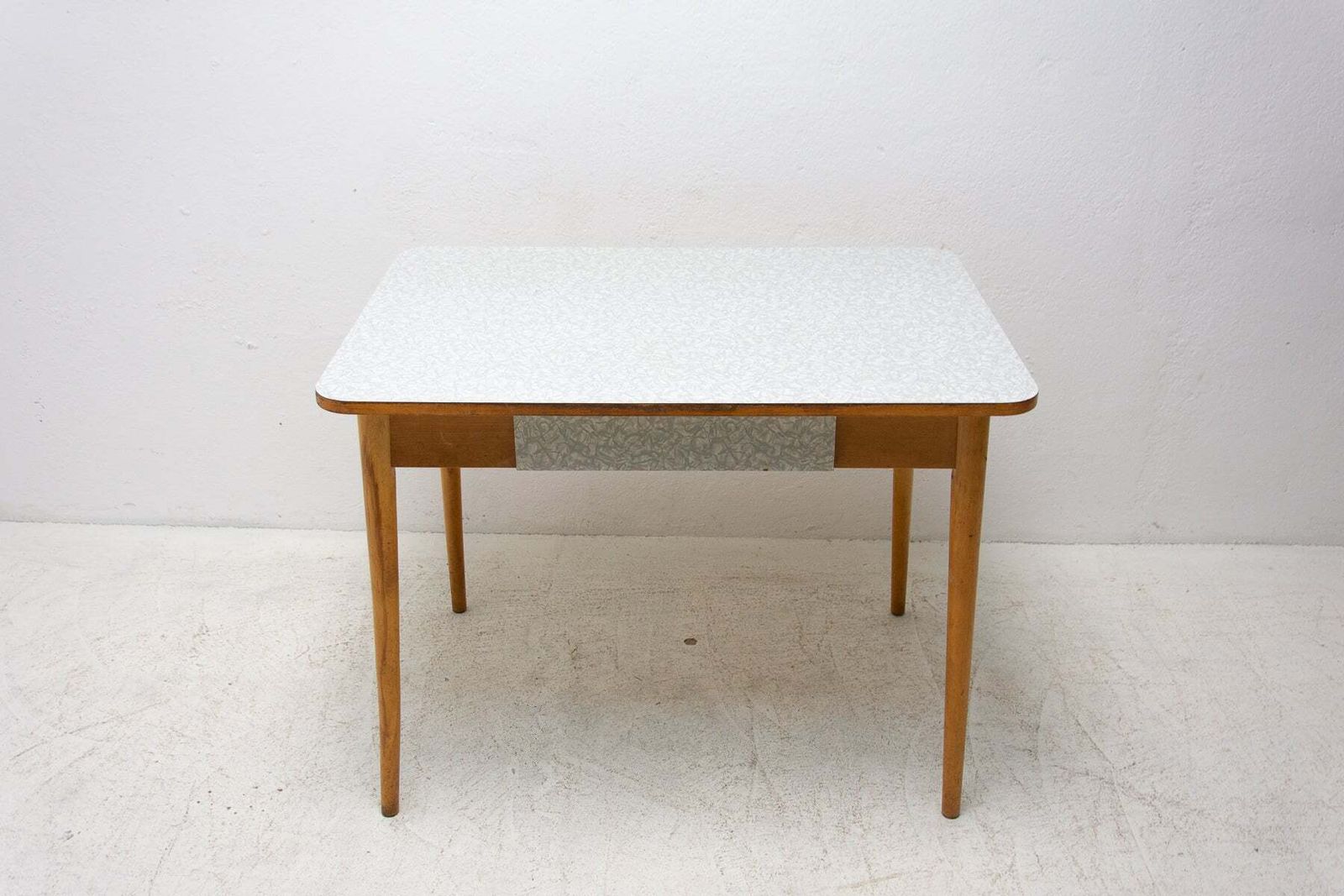 Midcentury Formica And Wood Central Table, Czechoslovakia, 1960s photo for sale