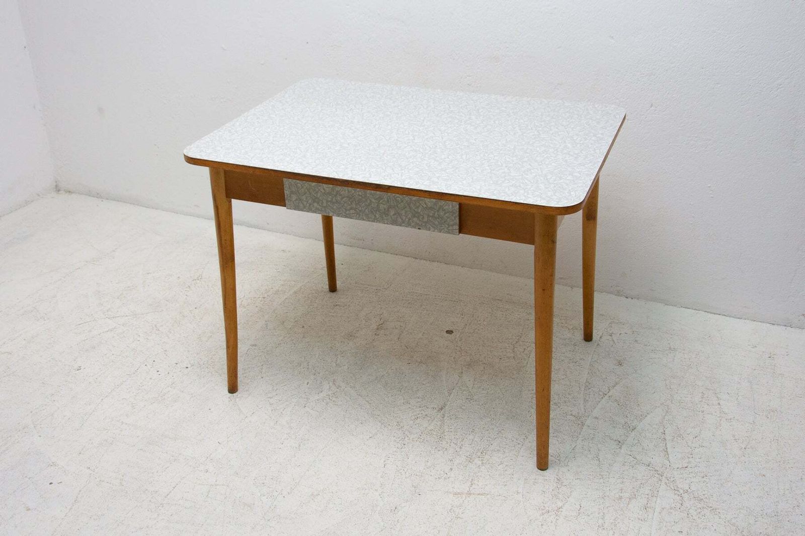 Midcentury Formica And Wood Central Table, Czechoslovakia, 1960s photo Furniture