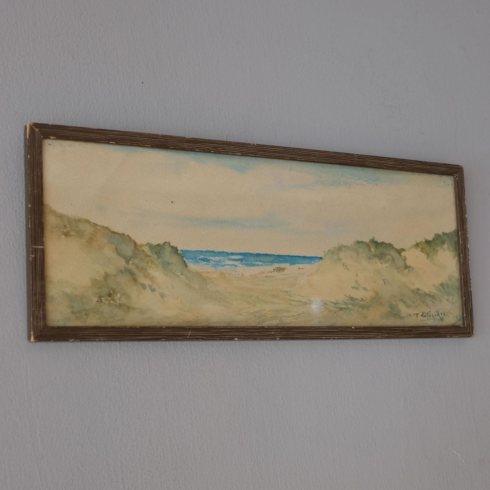 Vintage Dutch Seascape Painting, Mid Century Art, Vintage Watercolour Landscape Painting By Frans De Knocker, Decorative Art, Interiors photo vintage