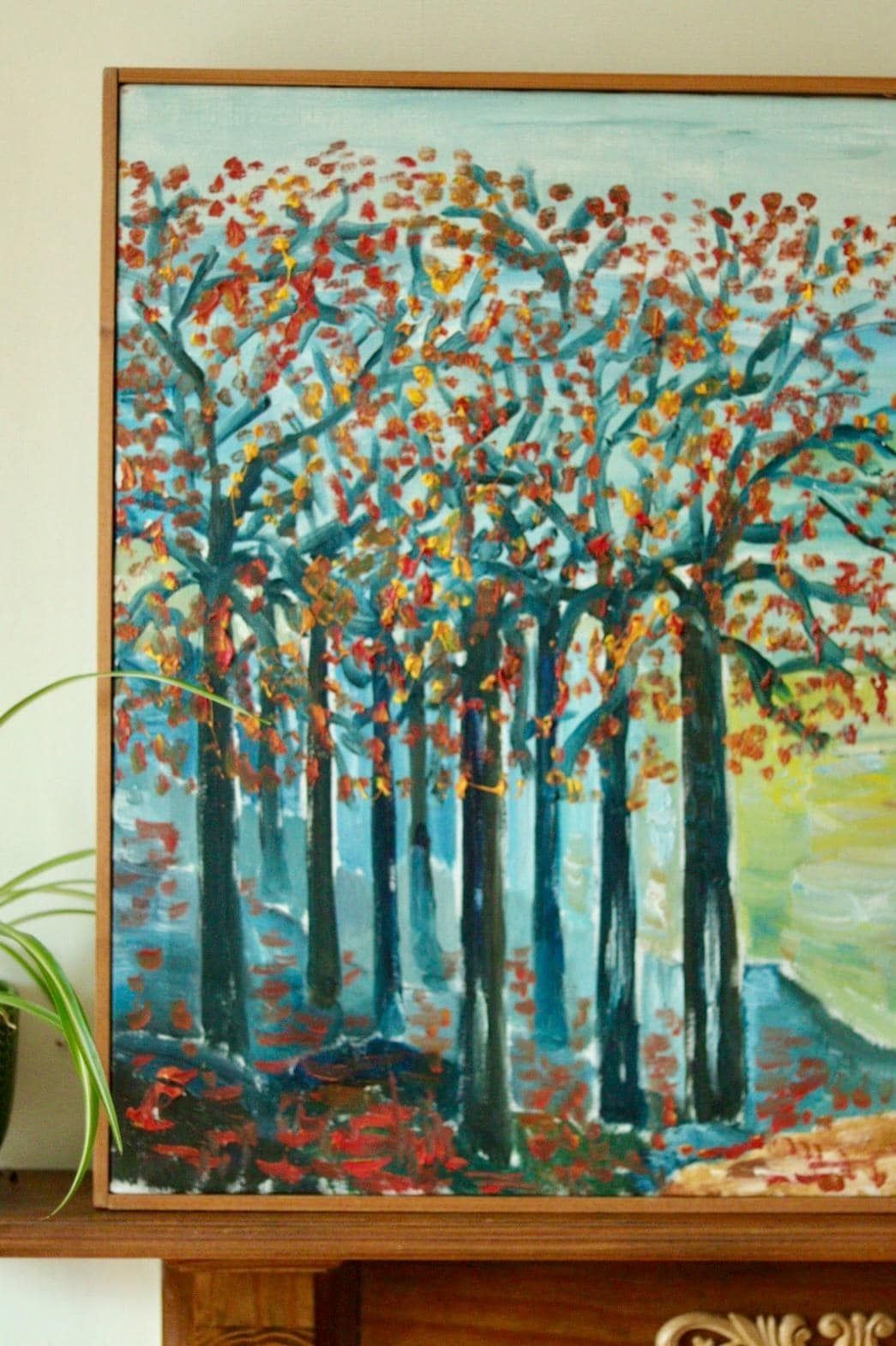 Original Swedish Vintage Oil On Canvas – "Autumn Trees" – Framed |66 X 95 Cm  (26" X 37") photo Art