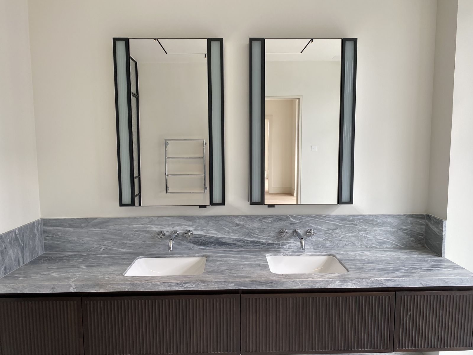 Luxury Bathroom Cabinet With Led Lighting And Dark Bronze Detail photo furniture