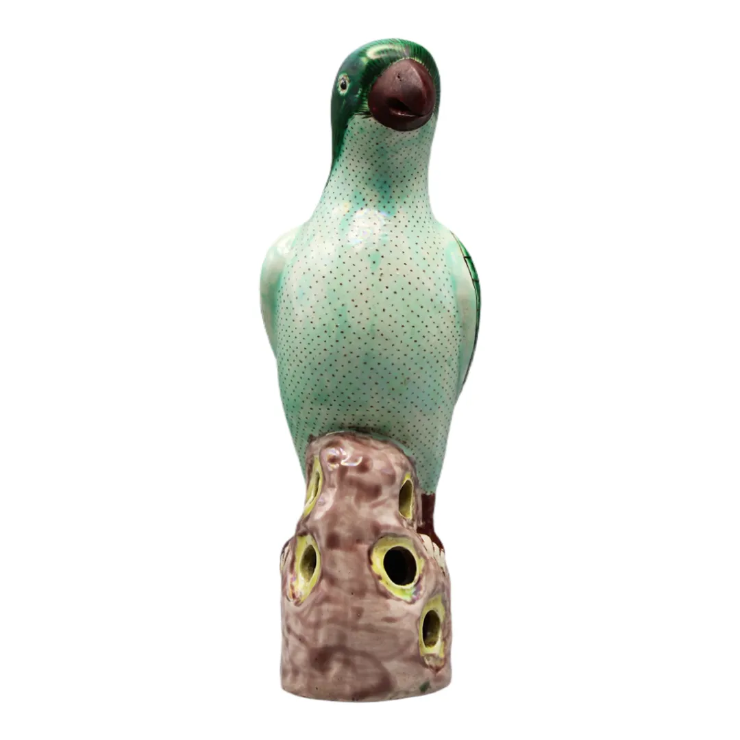 Chinese Famille Vert Study Of Parrot, 19th Century photo furniture