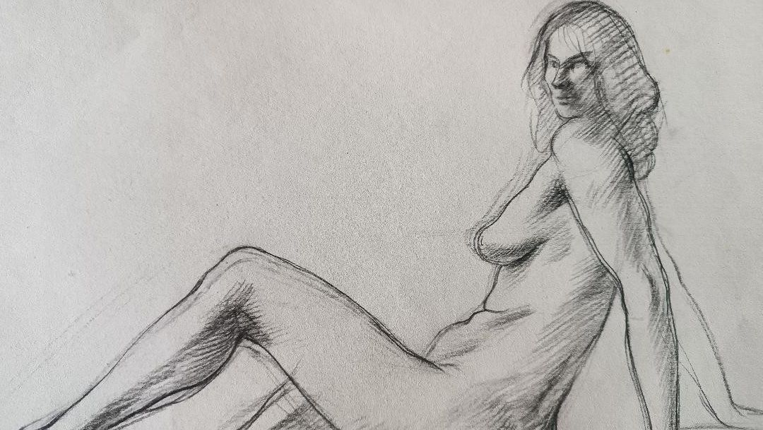 Women's Nude Sketch Pencil Drawing On Paper Gabriele Vicari photo for sale