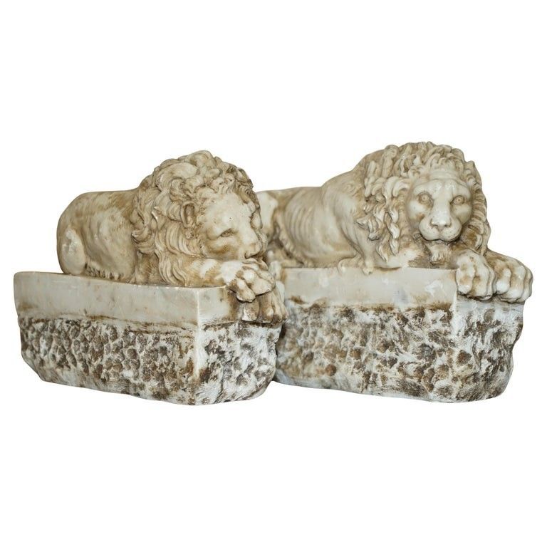 Pair Of Antique Italian Antonio Canova Corcoran Gallery Of Art Washington Lions