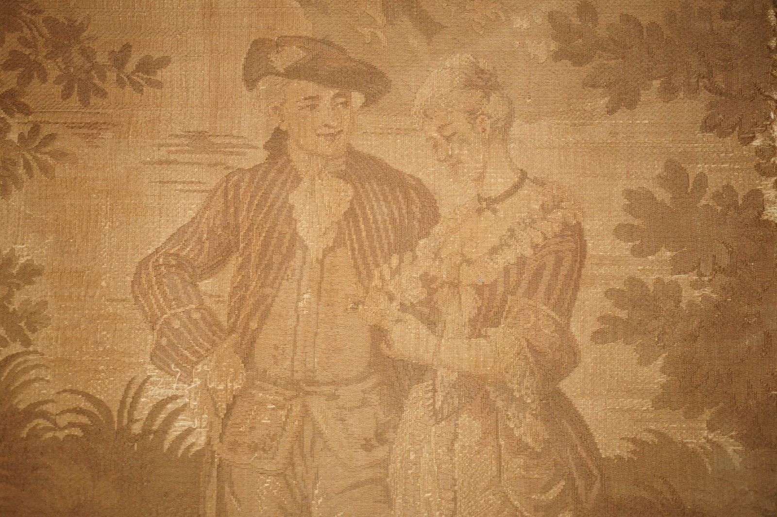 Antique Cir 1880 Tapestry Depicting Watteau Esque Figures After Antoine Watteau photo Art
