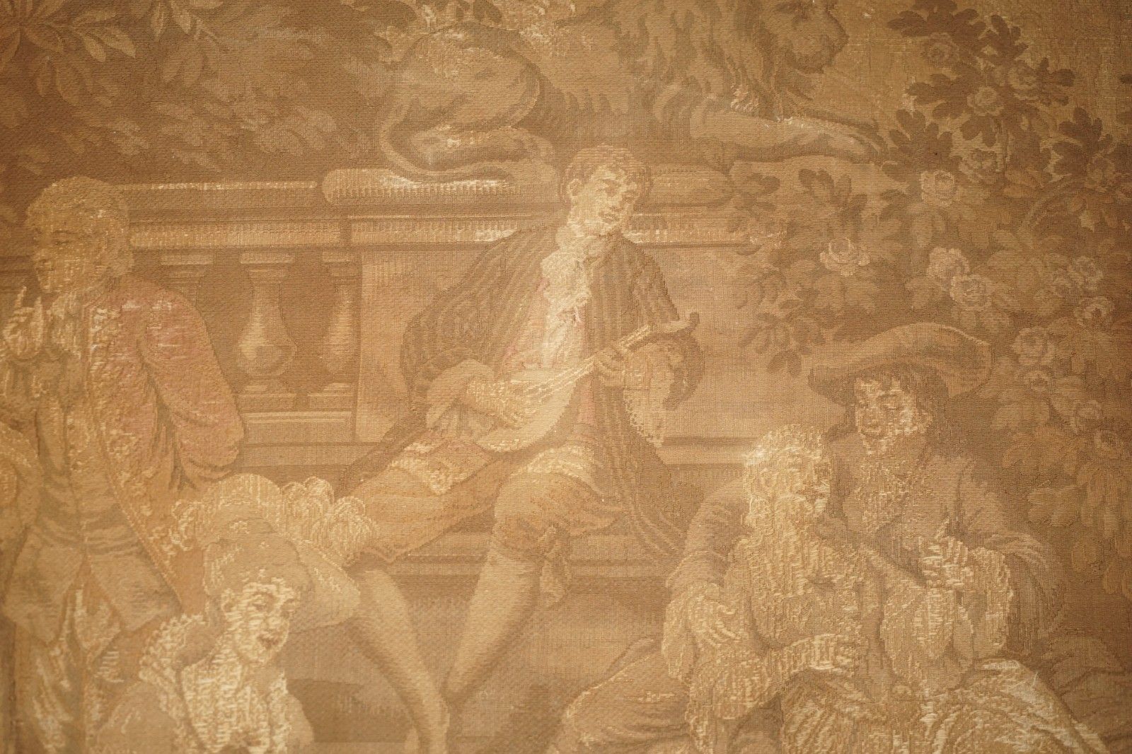photo furniture Antique Cir 1880 Tapestry Depicting Watteau Esque Figures After Antoine Watteau