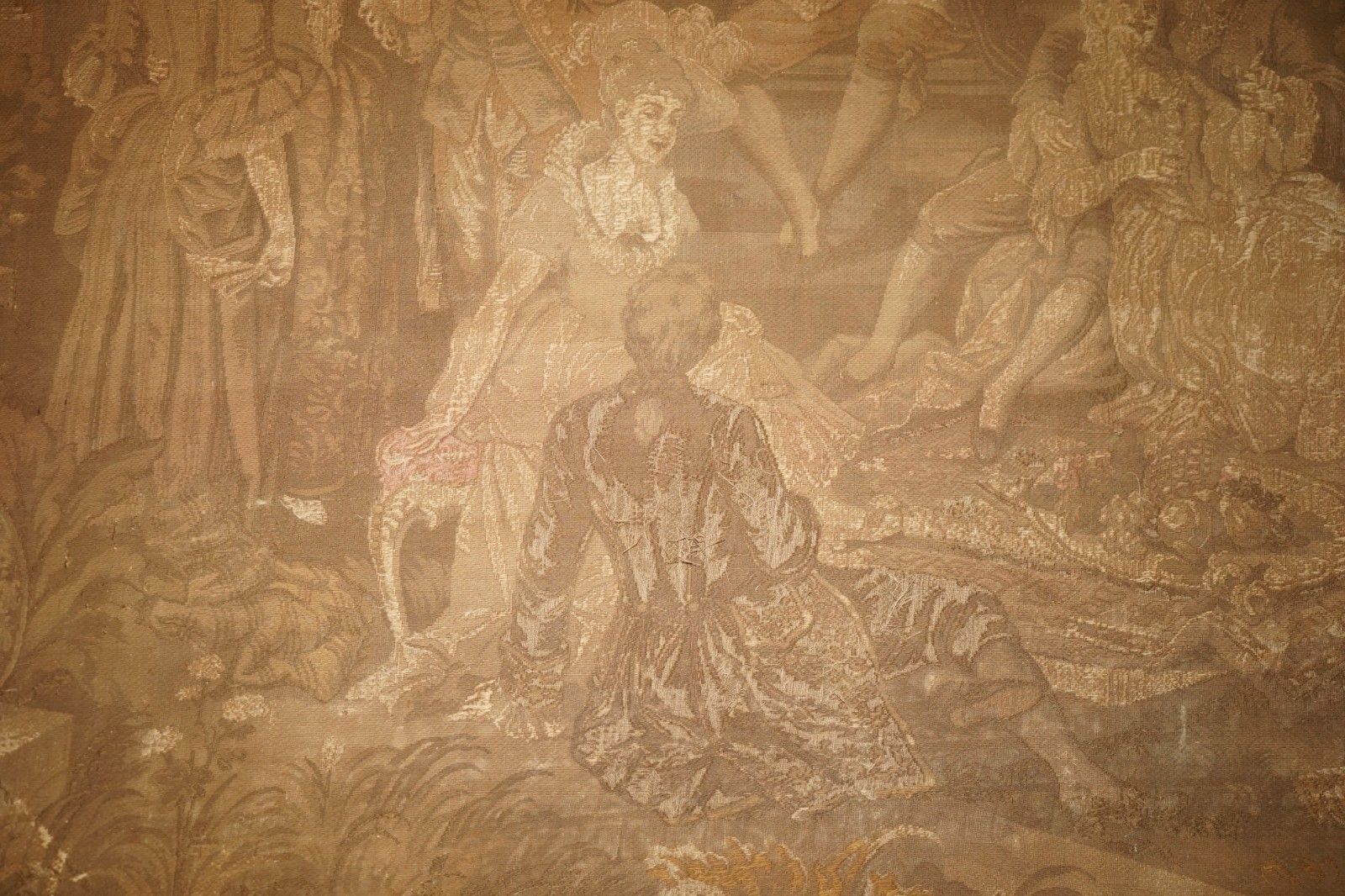 2350.0 Antique Cir 1880 Tapestry Depicting Watteau Esque Figures After Antoine Watteau photo