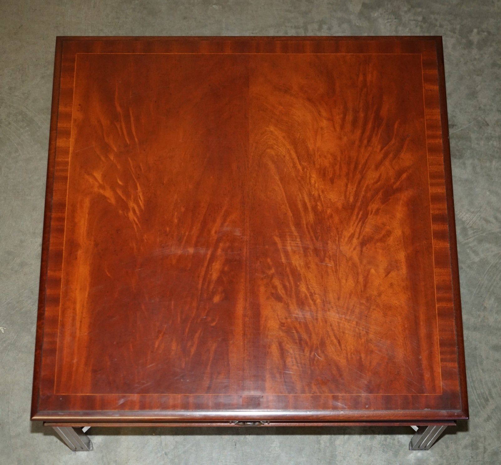 photo for sale Pair Of Flamed Mahogany Thomas Chippendale Style Huge Side End Or Coffee Tables