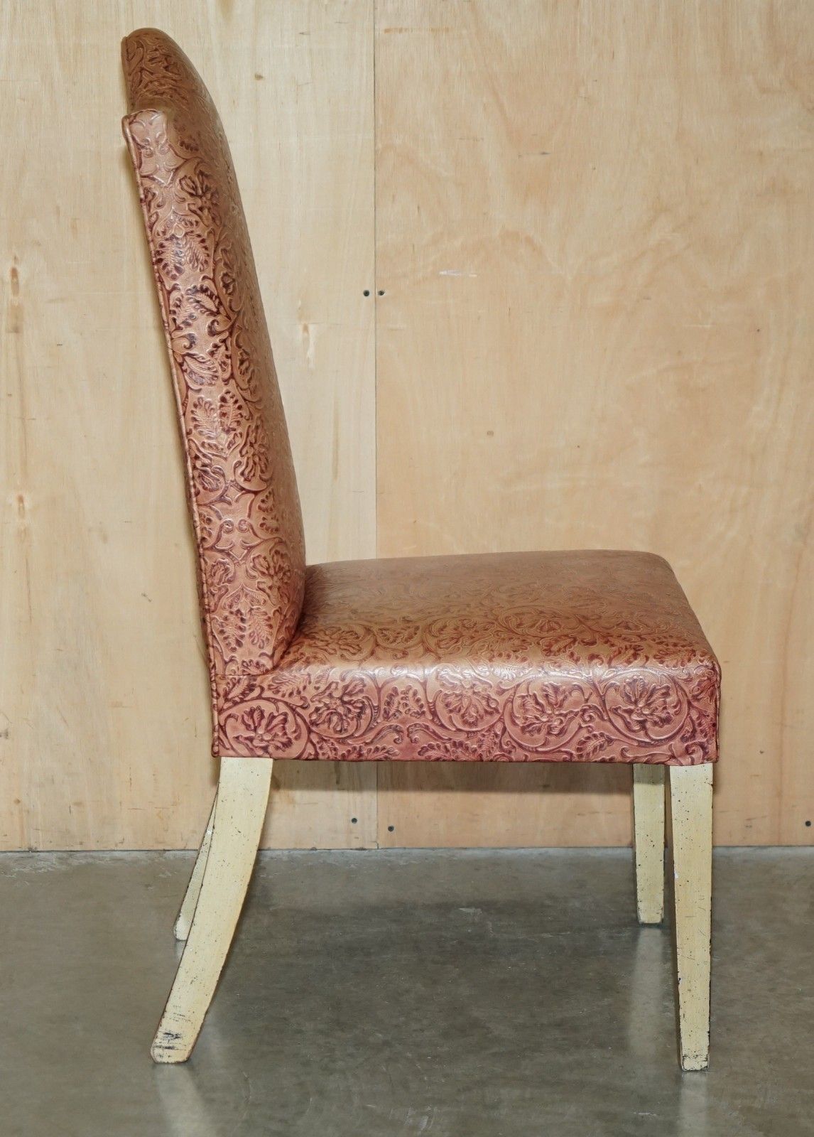Furniture Eight Modern Large Leather Embossed Contemporary Dining Chairs Painted Frames 8 photo