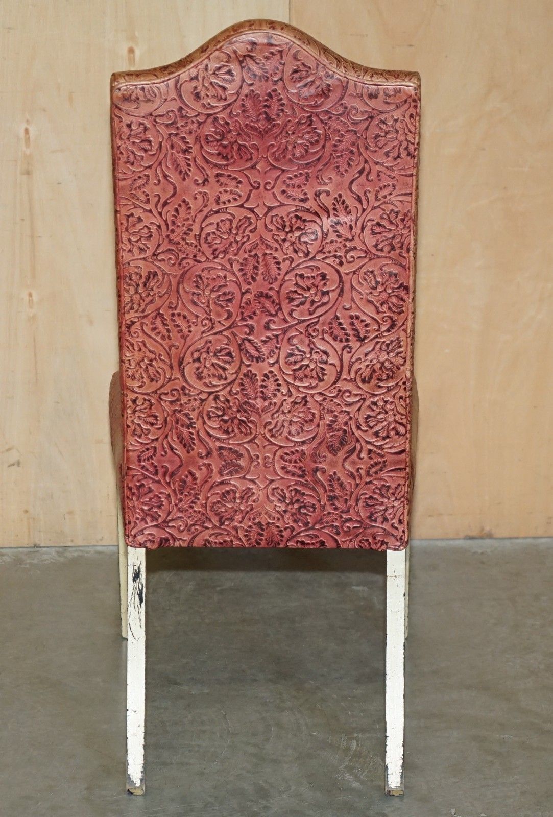 1750.0 Eight Modern Large Leather Embossed Contemporary Dining Chairs Painted Frames 8 photo