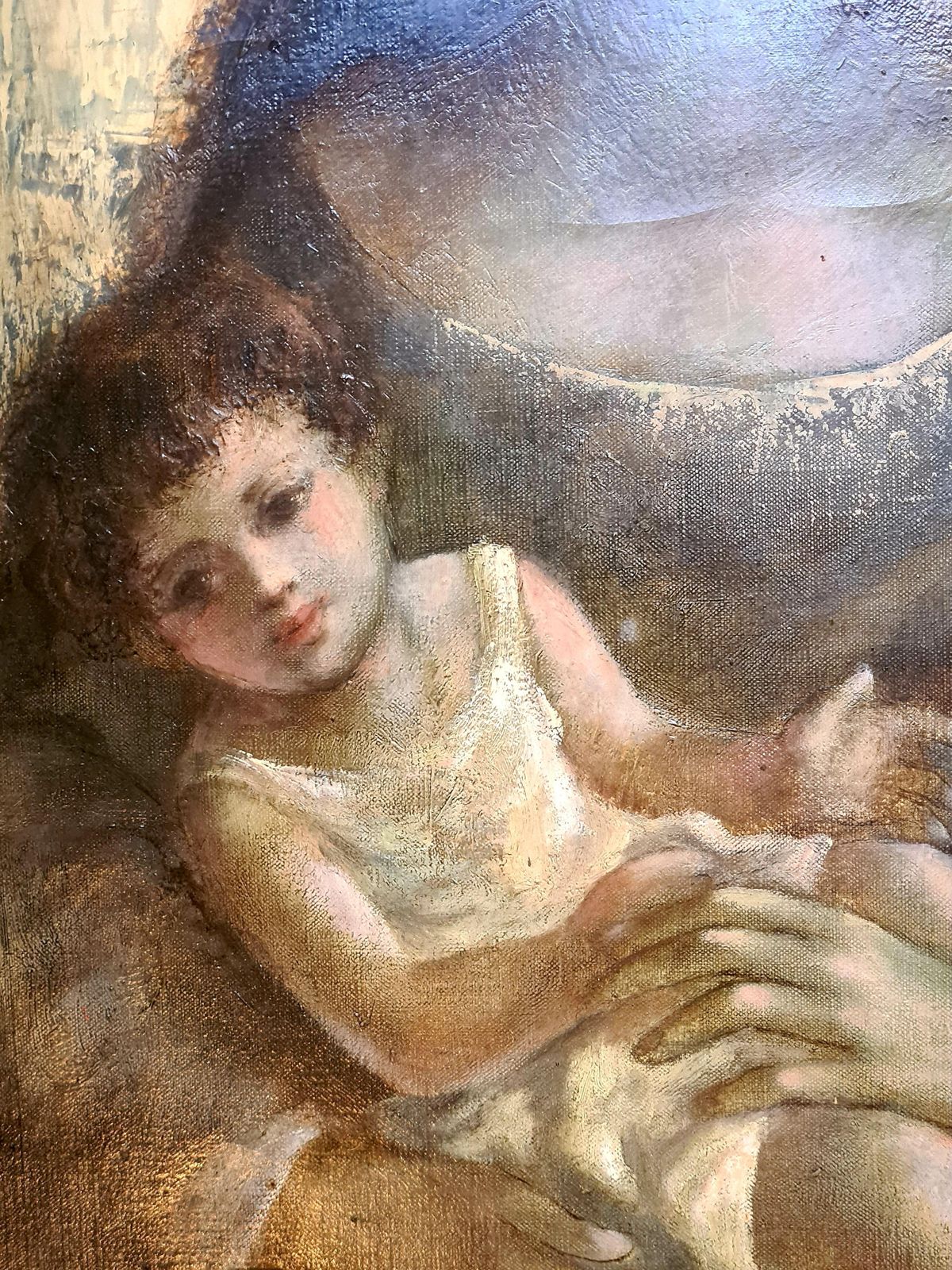 Mother And Child, Ecole De Paris, Large Oil On Canvas 1960s By Guy Cambier photo 2895.0