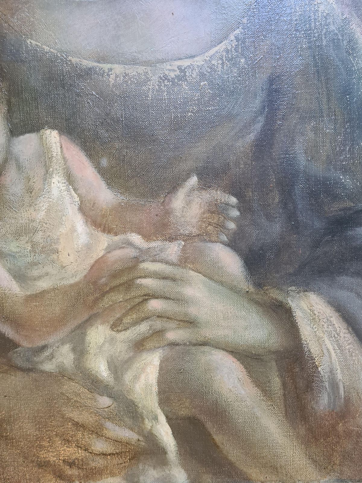 Mother And Child, Ecole De Paris, Large Oil On Canvas 1960s By Guy Cambier photo vinterior