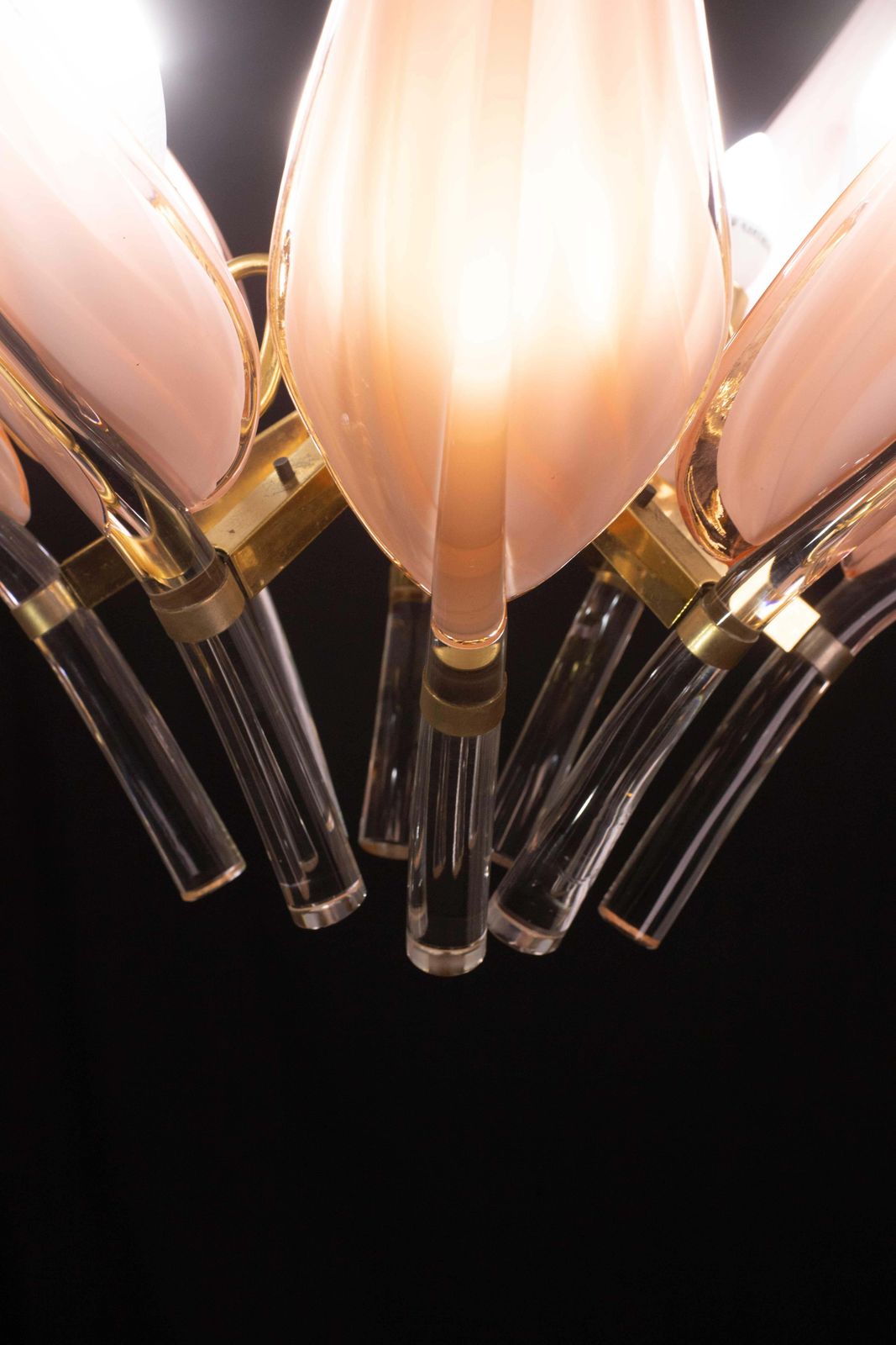 photo furniture Extraordinary Pink Murano Glass Leaves Chandelier Large Size By Franco Luce