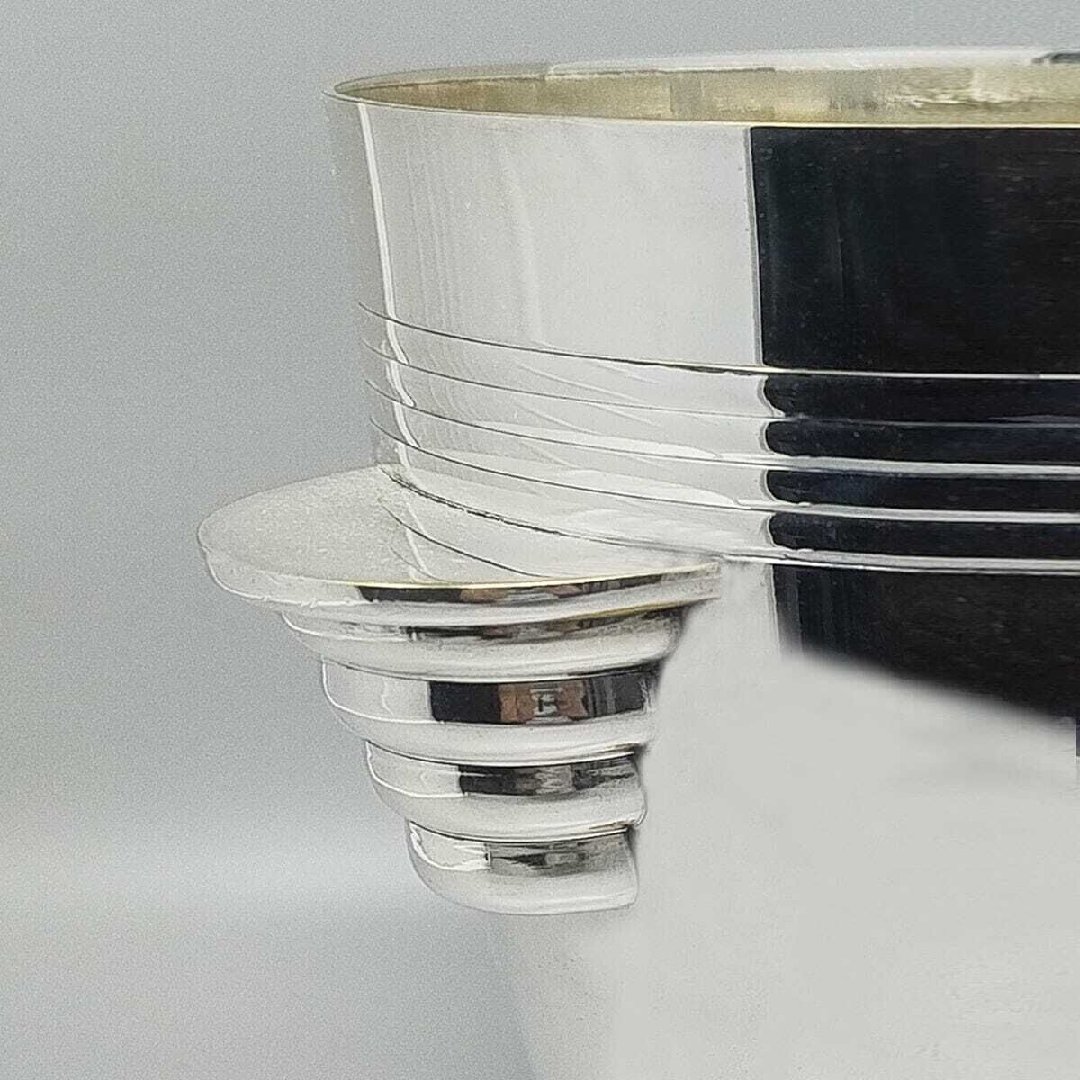 1930s Gorgeous Art Deco Ice Bucket By Vuillermet In Silver Plated. Made In France photo vinterior