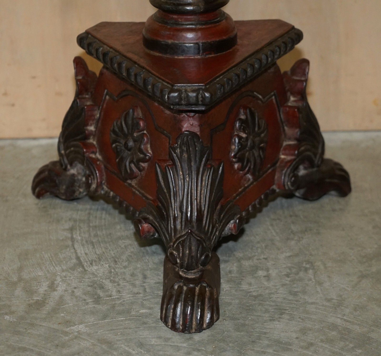Stunning Hand Carved Circa 1800 Large Floor Standing Extra Large Candle Holder photo furniture