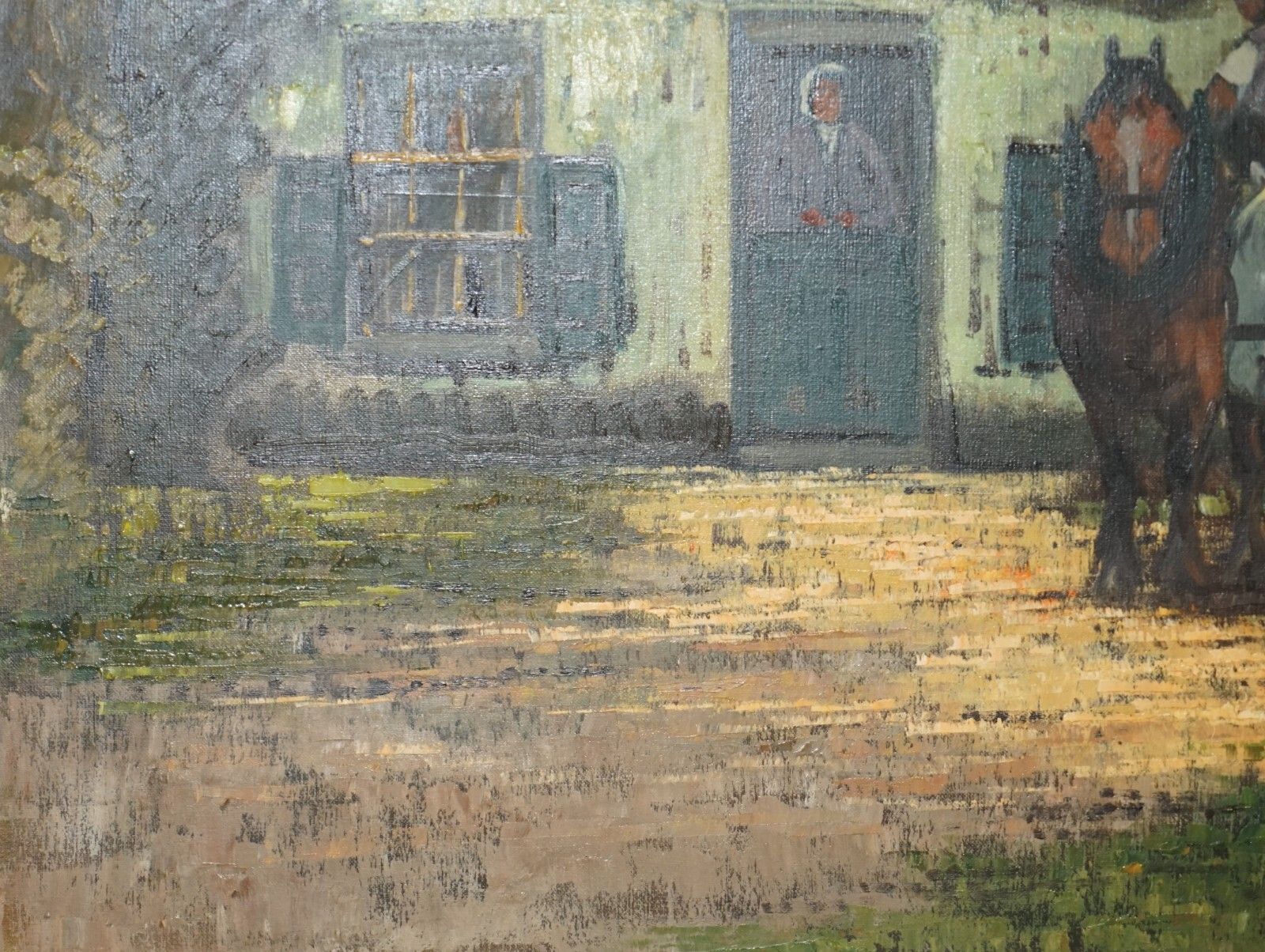 photo vintage Extra Large 159x94cm H. Verbeelk Signed Oil Painting Of A Rural Scene With Horse