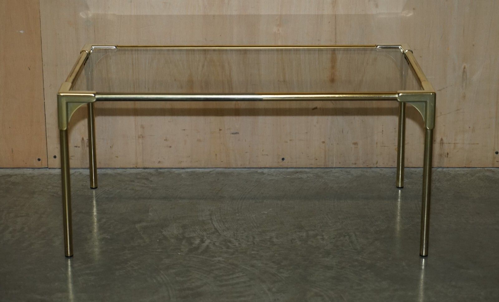 Mid Century Modern Brass & Smoked Glass Coffee Table & Pair Of Side Nest Tables photo for sale