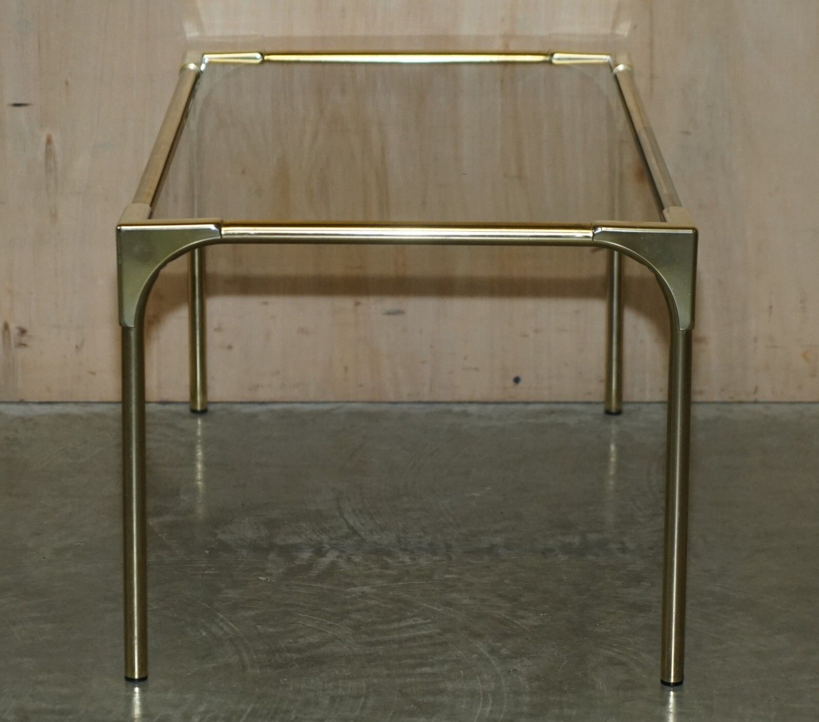 Mid Century Modern Brass & Smoked Glass Coffee Table & Pair Of Side Nest Tables photo buy