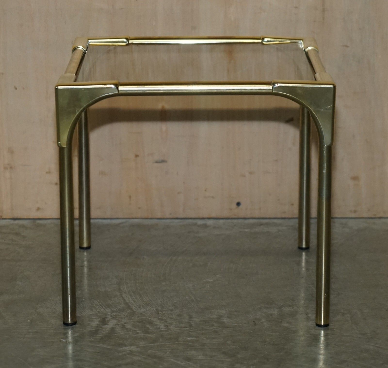 photo buy Mid Century Modern Brass & Smoked Glass Coffee Table & Pair Of Side Nest Tables
