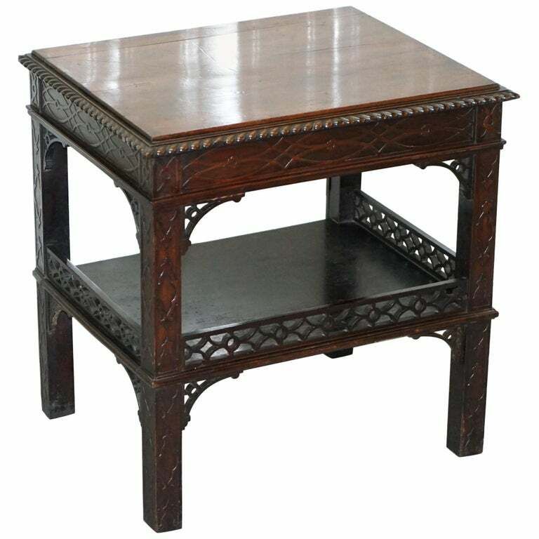 19th Century Thomas Chippendale Fret Work Carved And Pierced Occasional Table