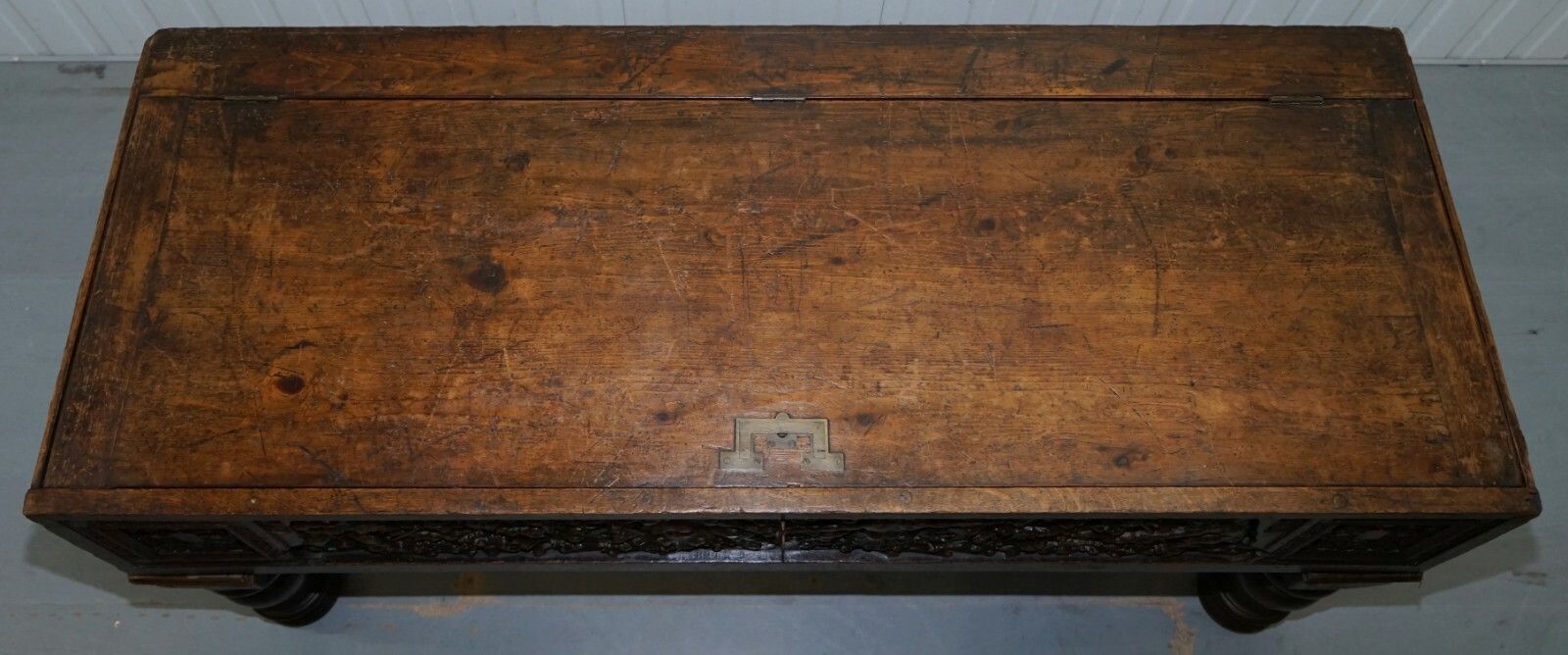 Very Rare Circa 1720 Trunk Chest Coffer On Stand Sideboard Carved Cherub Figures photo Furniture