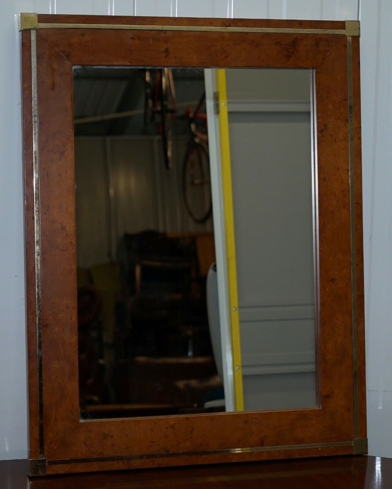 photo furniture Matching Pair Of Mid Century Burr Walnut & Gold Plated Renato Zevi Wall Mirrors