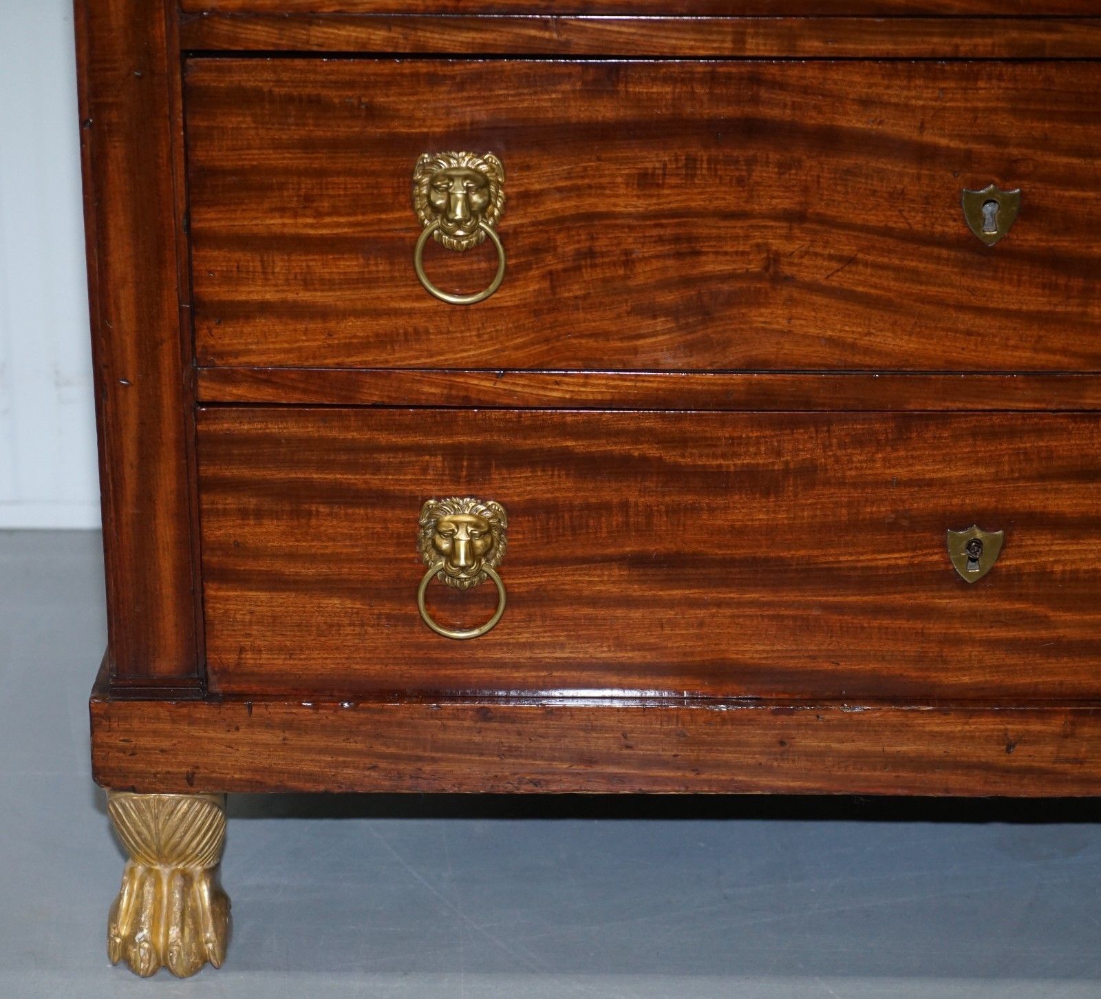 19th Century French Empire Chest Of Marble Topped Drawers Lion Hairy Paw Feet photo vinterior