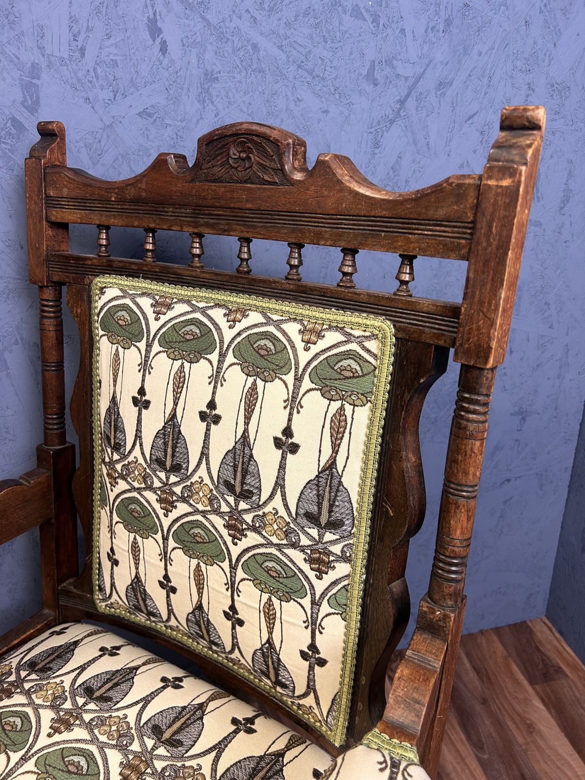 Edwardian Armchair In Art Nouveau Fabric photo Furniture