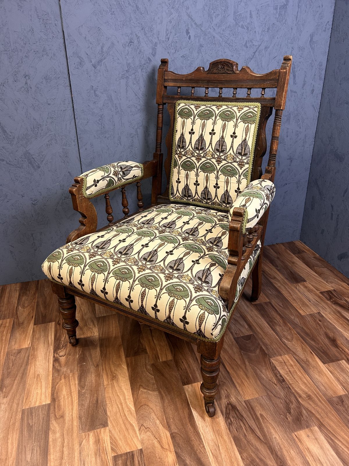 Edwardian Armchair In Art Nouveau Fabric photo buy
