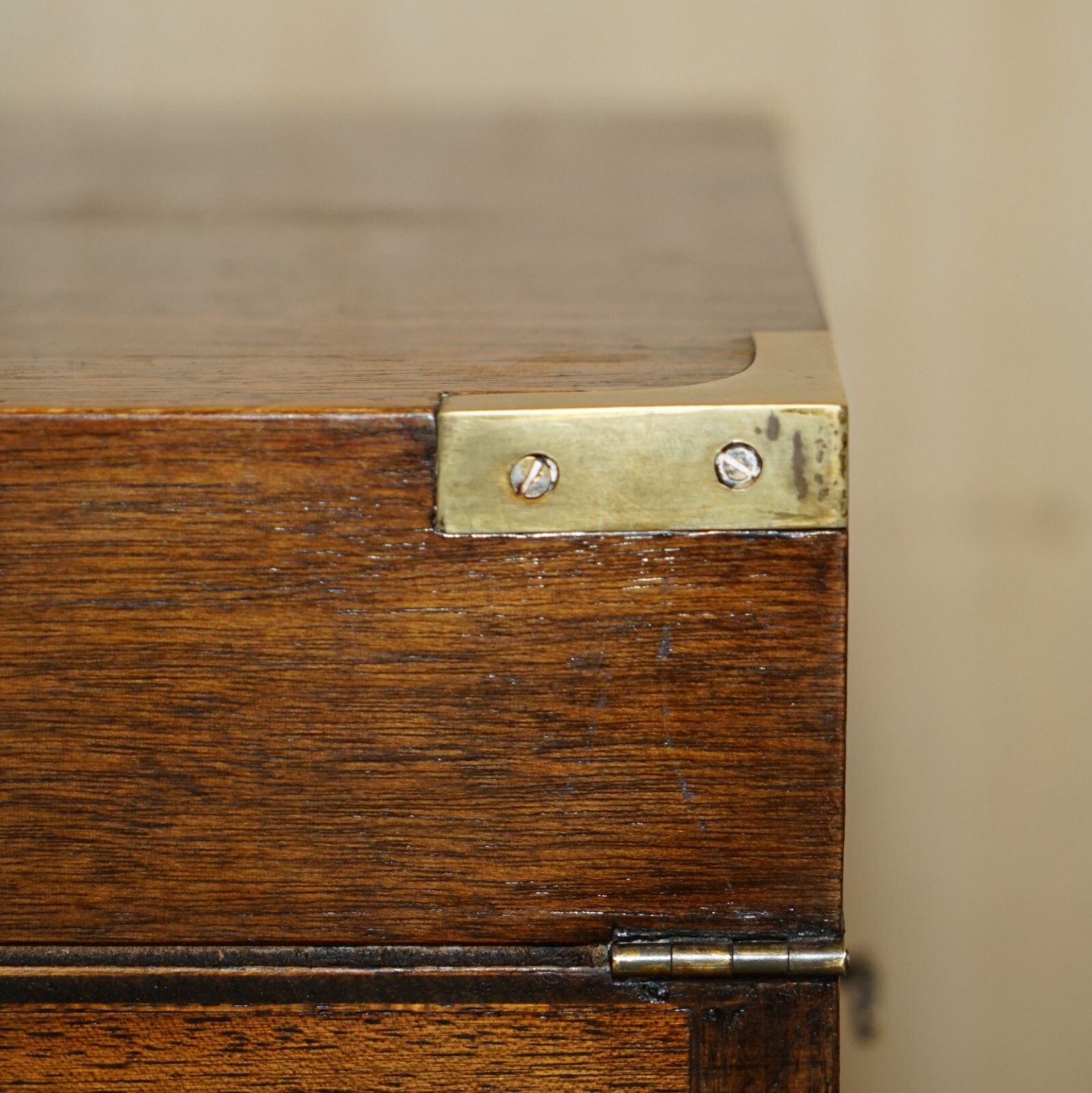Antique Victorian Mahogany & Green Leather Military Campaign Davenport Desk photo 1950.0