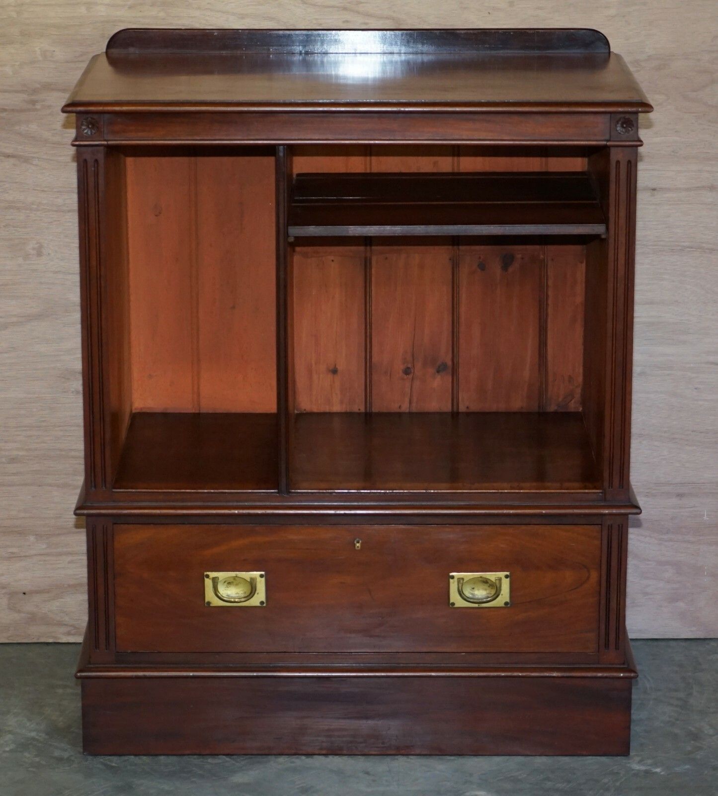 Antique Victorian Rich Mahogany Military Campaign Drinks Cabinet Or Tv Stand photo furniture