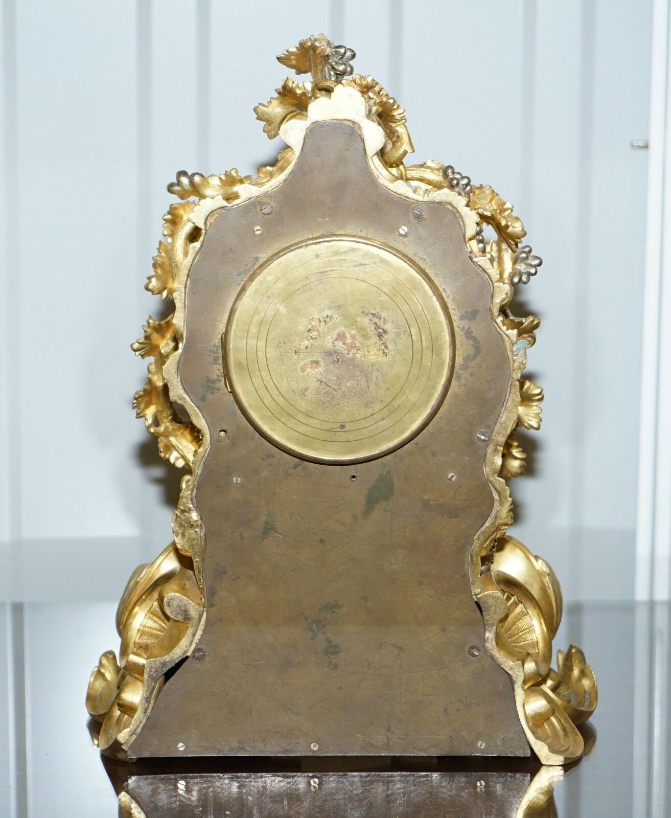 Stunning Circa 1860 Gold Gilt Bronze French Mantle Clock Large Decorative Piece photo vintage