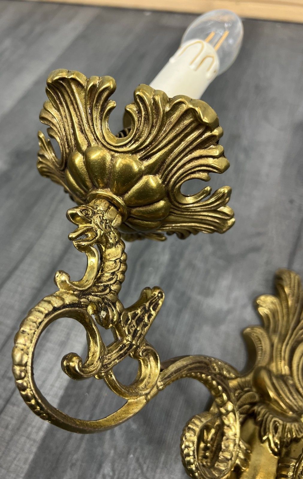 Wall Lamps Vintage French Brass Rococo Candle Style Sconces Lot 4185 photo buy