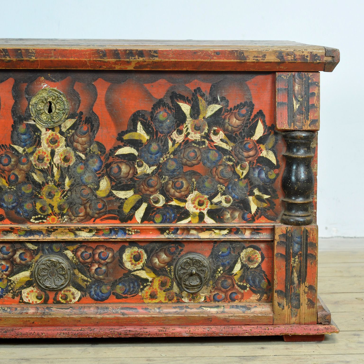 Folk Art Wedding Chest, Circa 1850 photo vintage