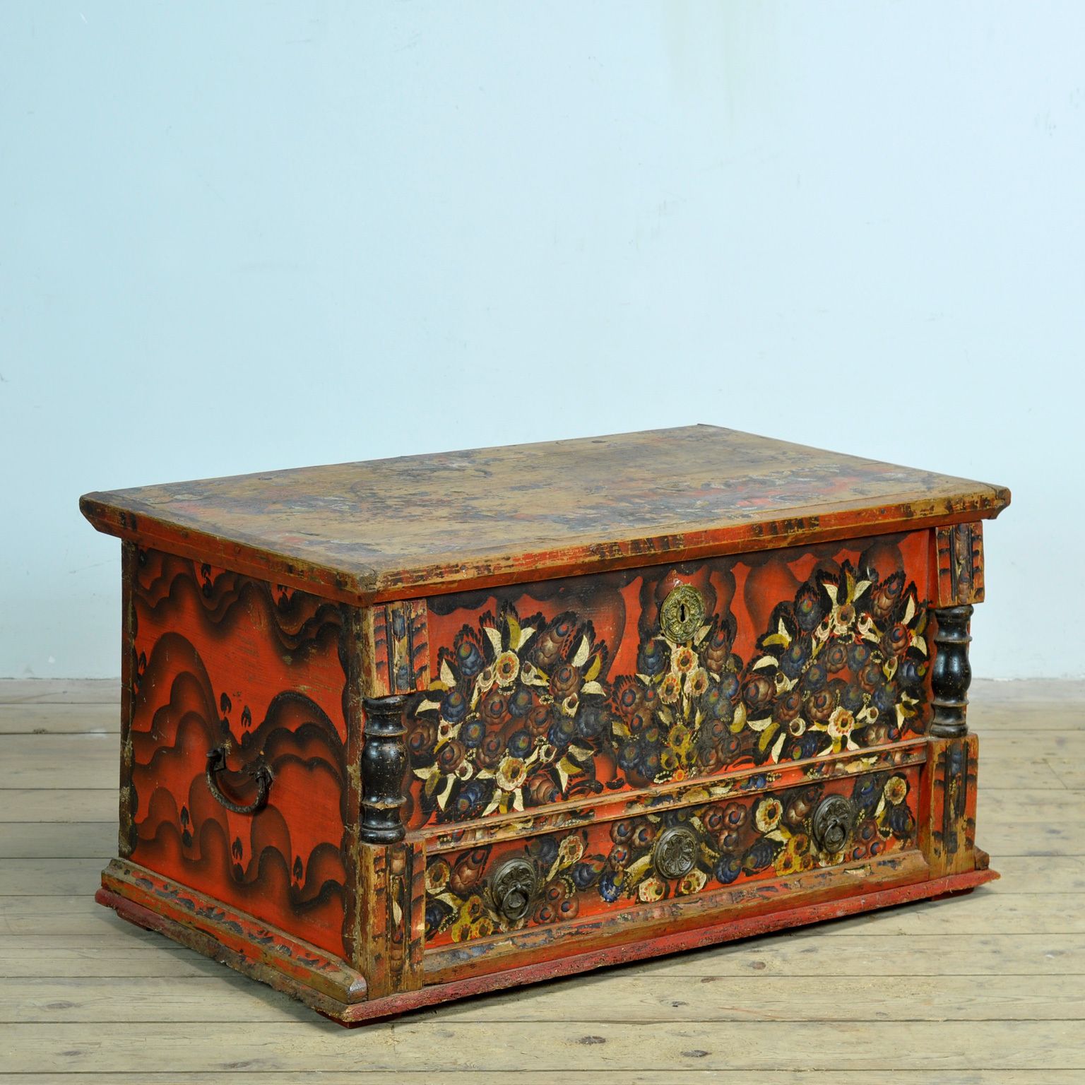 Furniture Folk Art Wedding Chest, Circa 1850 photo