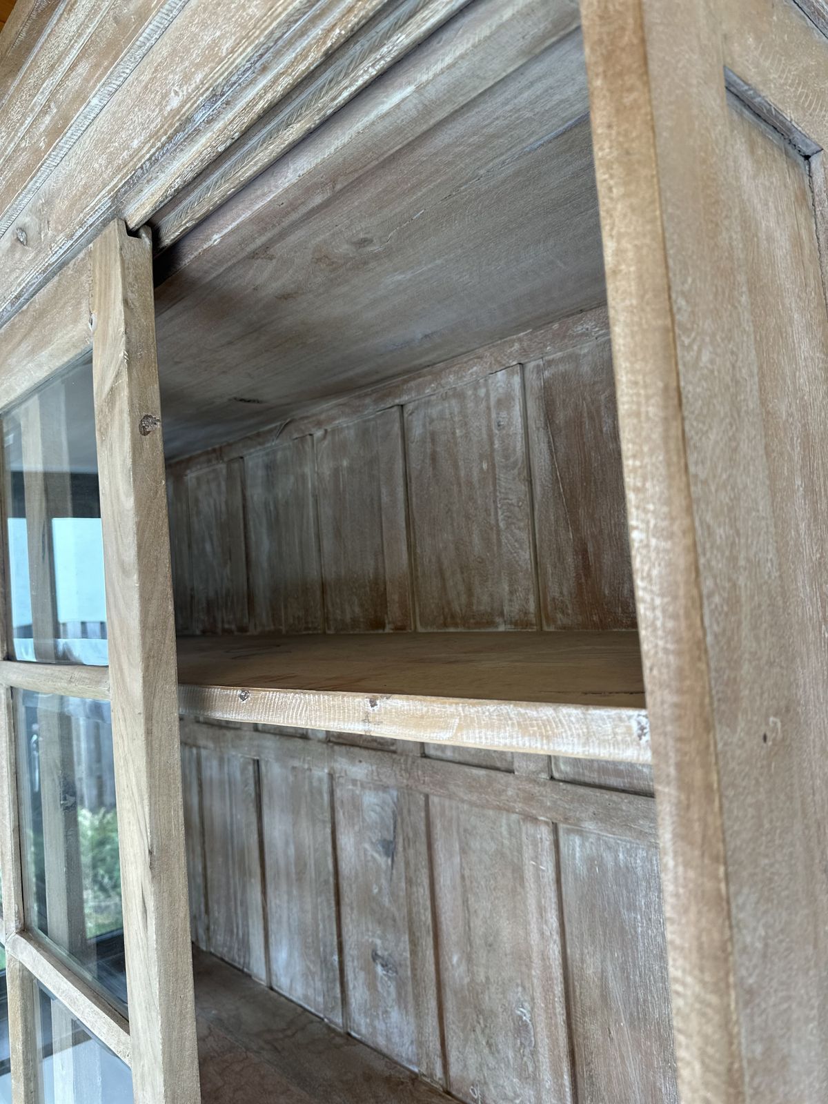 Made By Hand From Teak Wood Large Light Wooden Sliding Cabinet 2.1m photo vinterior