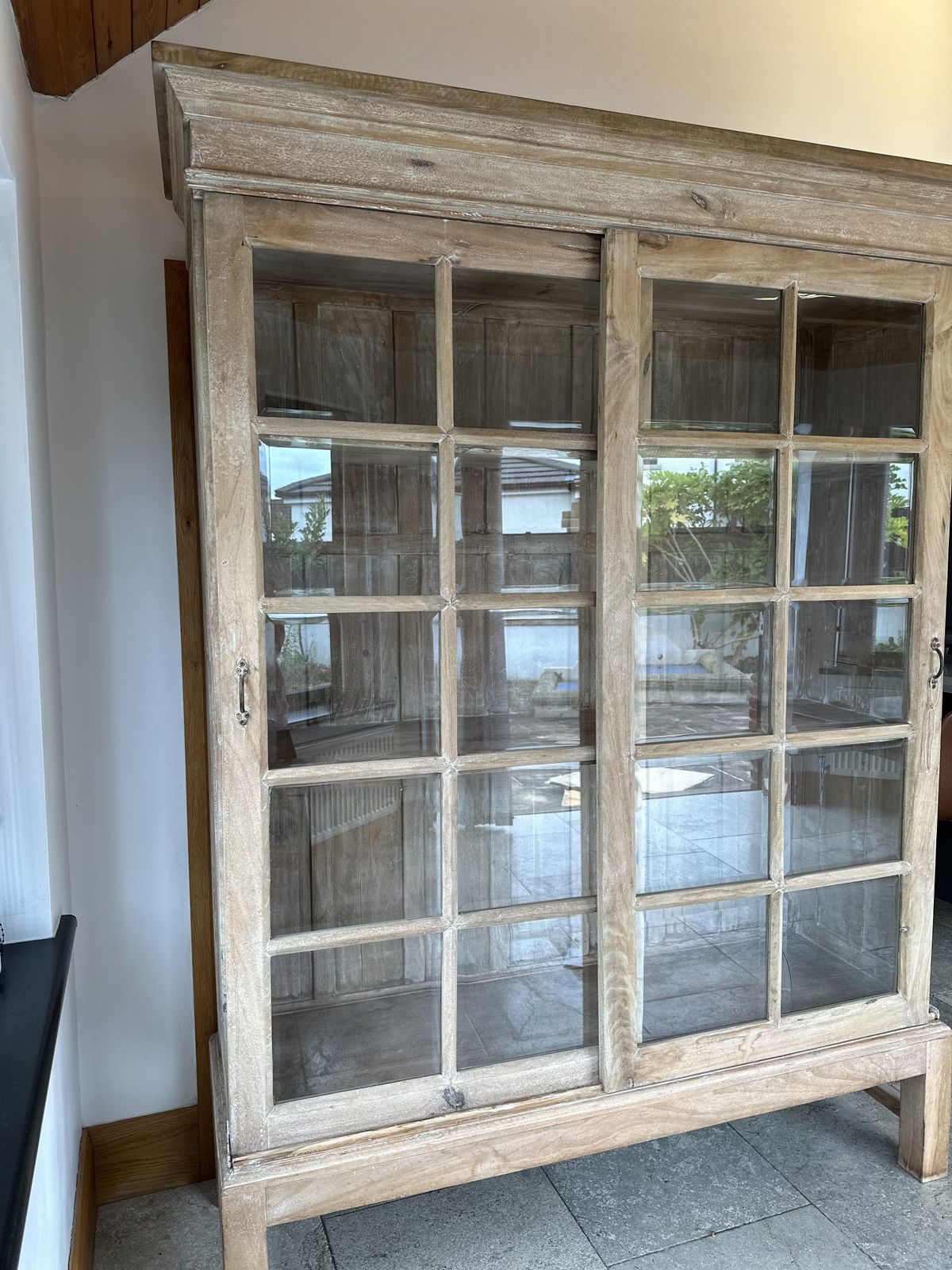 photo for sale Made By Hand From Teak Wood Large Light Wooden Sliding Cabinet 2.1m