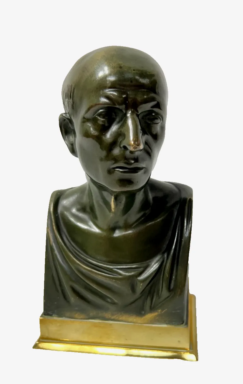 Bronze Bust Of Cicero With Brown Patina 20th Century
