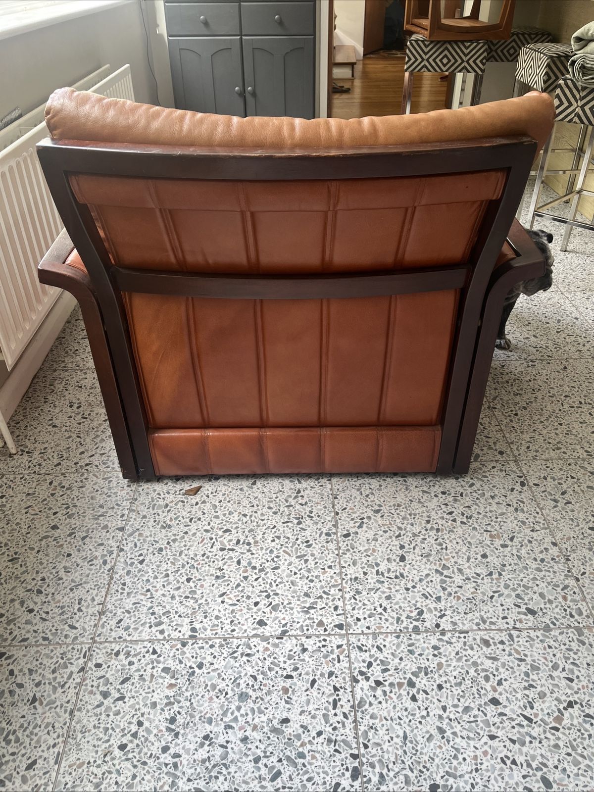 Mid Century Leather And Rosewood Arm Chairs X 2 photo for sale