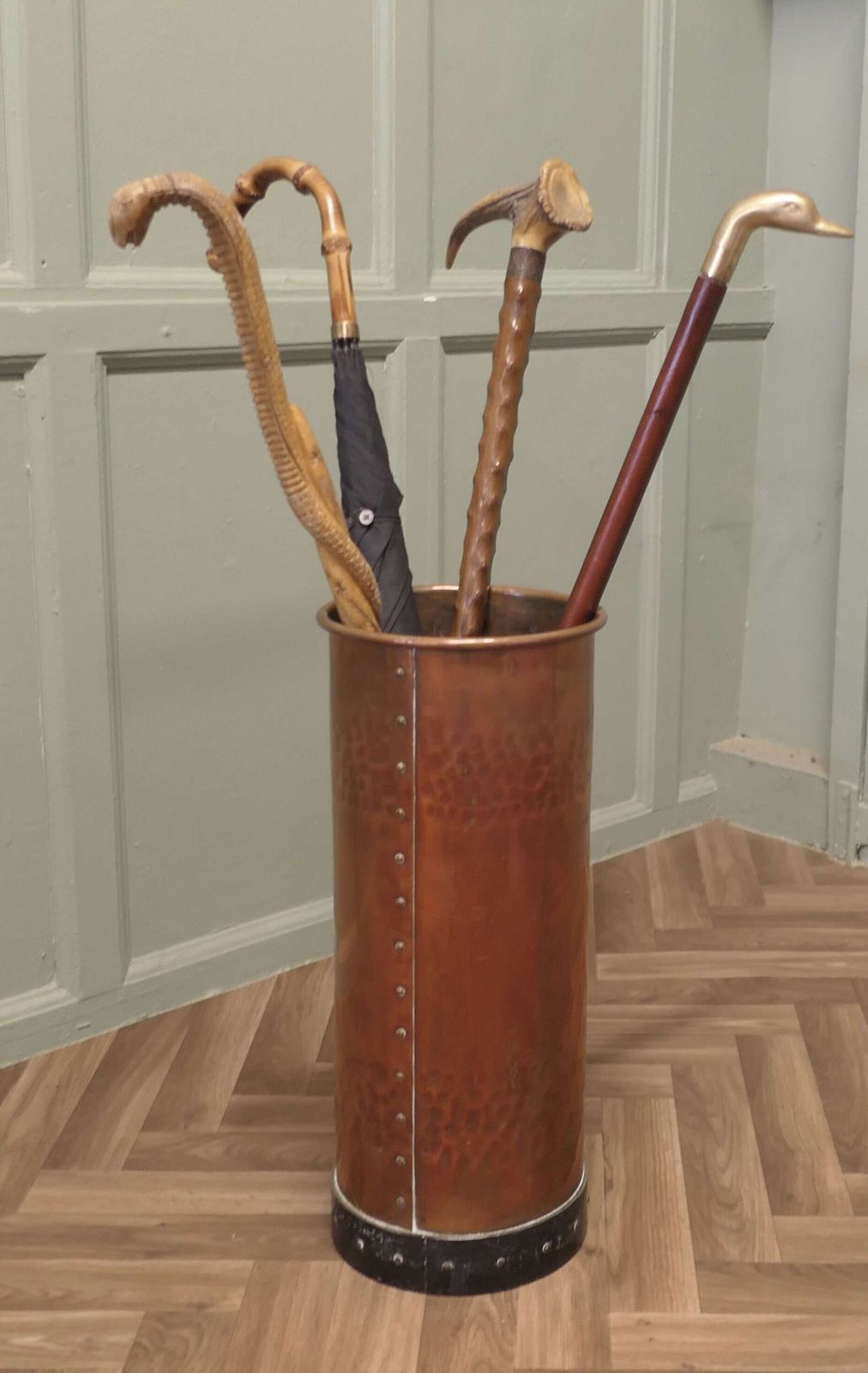 Heavy Hammered And Riveted Copper Iron Stick Stand photo Home Decor