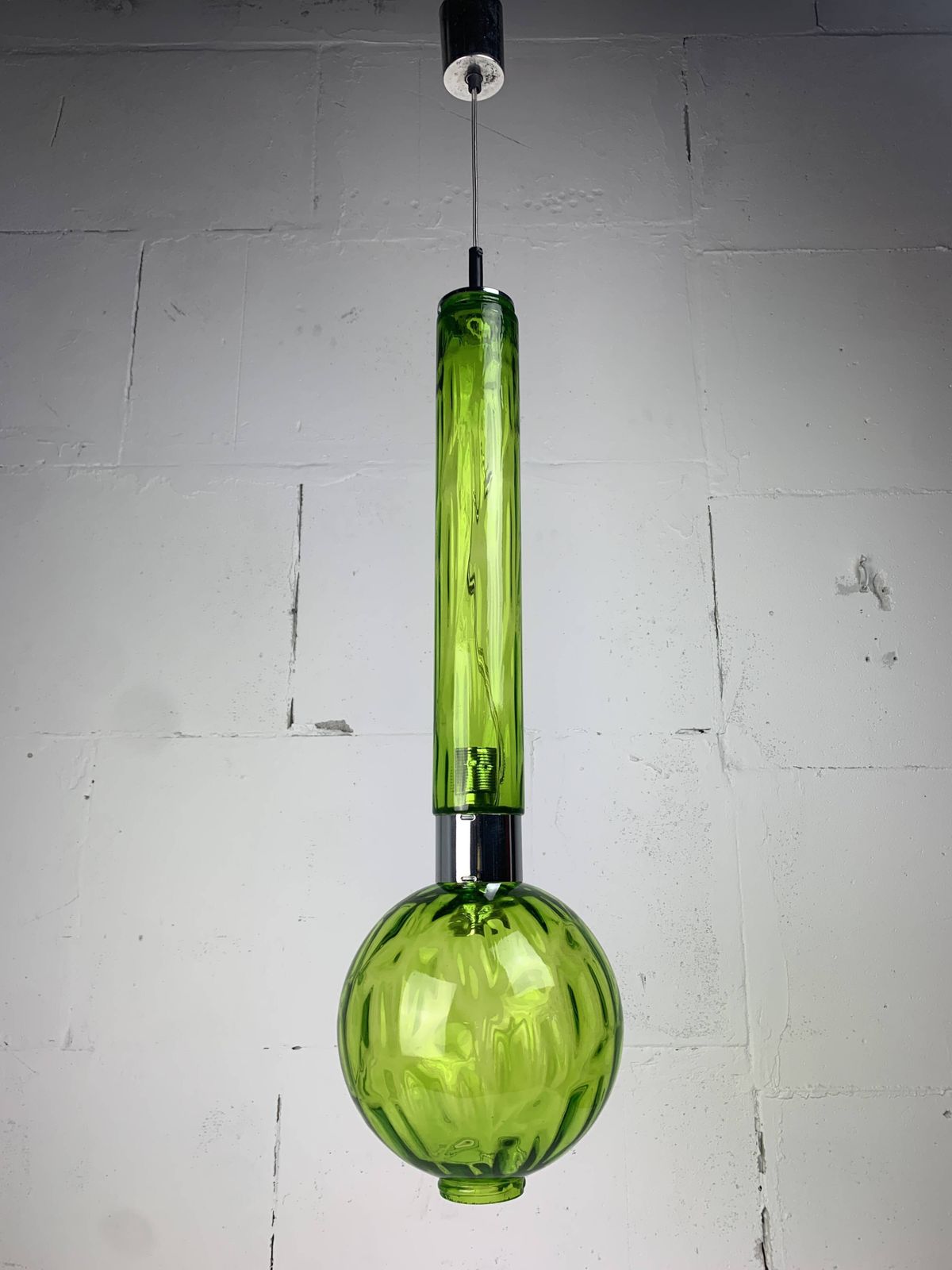 Midcentury Extra Large Green Glass Tube Pendant, Staff Leuchten 1960s 1970s photo furniture