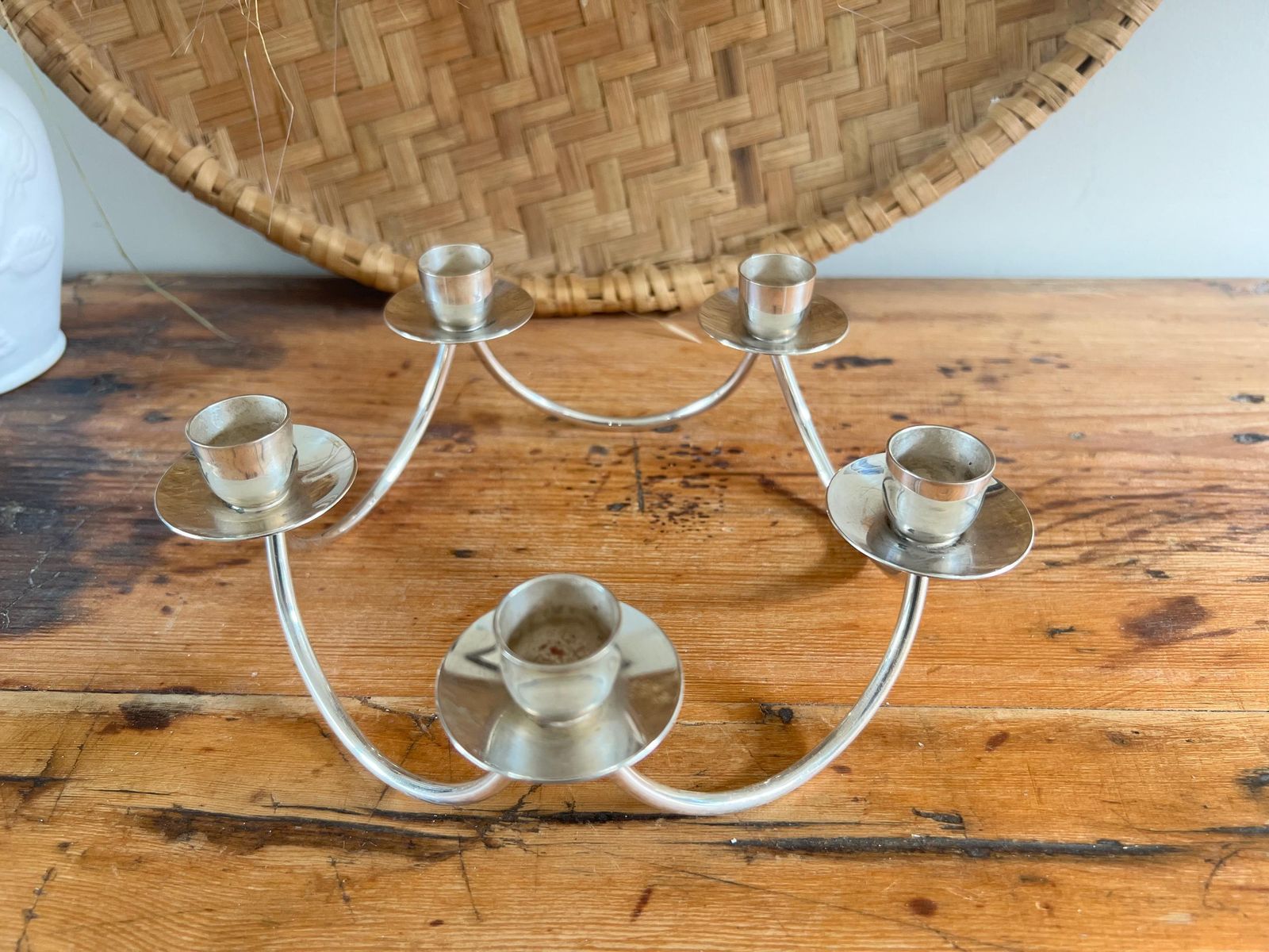Vintage Mid Century Modern Silver Plated Candle Holder, Denmark, Berg Of Denmark Candelabra photo Home Decor