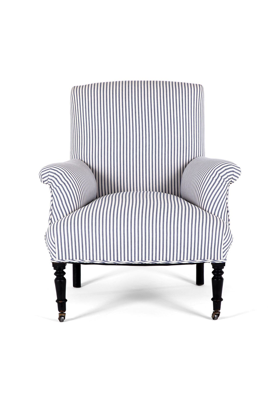 French Armchair In Princeton Ticking