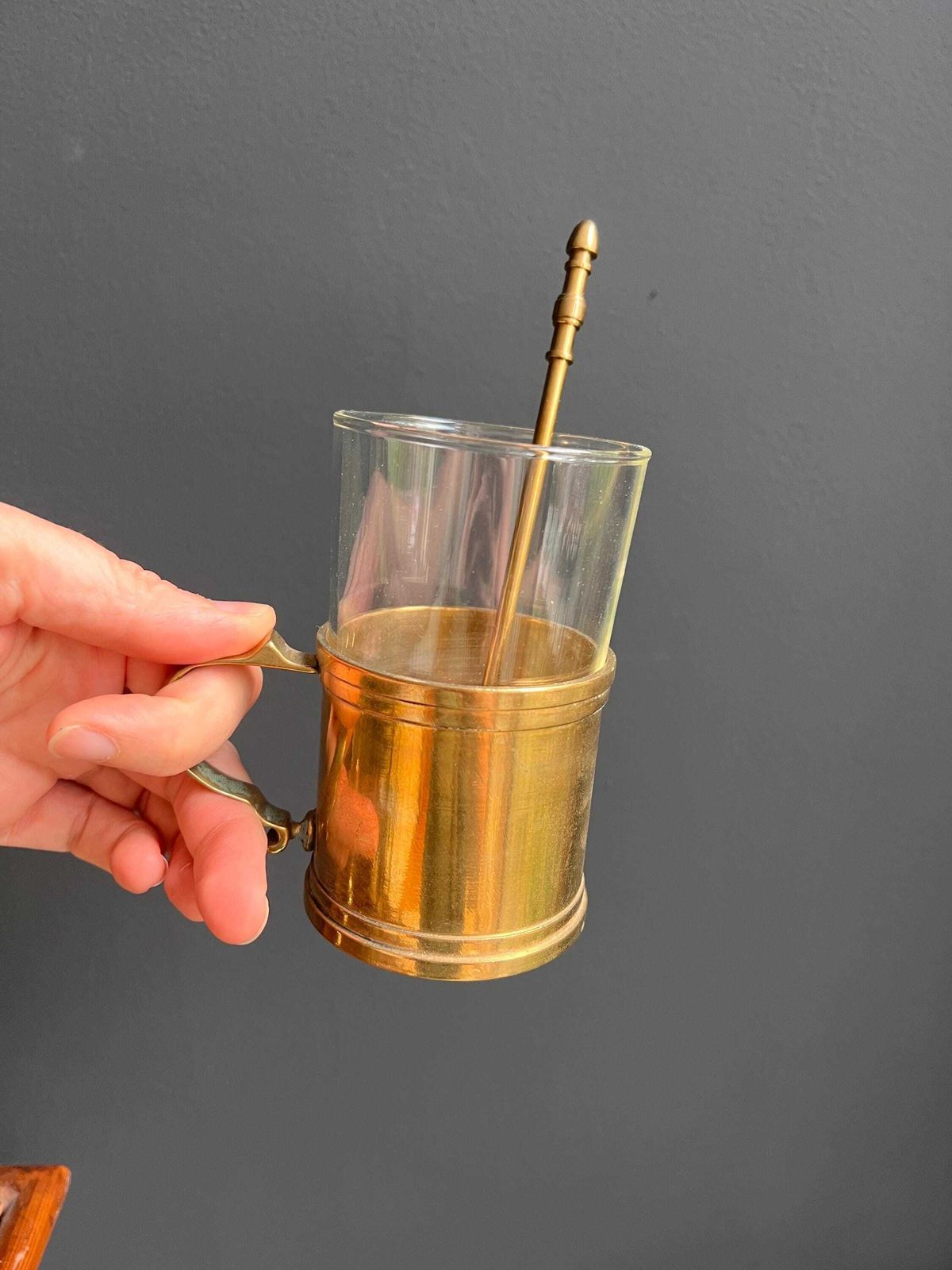 Vintage Copper Mugs Set Of 4, Gallo Schott Glass Inserts & Spoons, Châteaucore Barware, Medieval Modern Kitchen, Folk Art Aesthetic photo 184.0