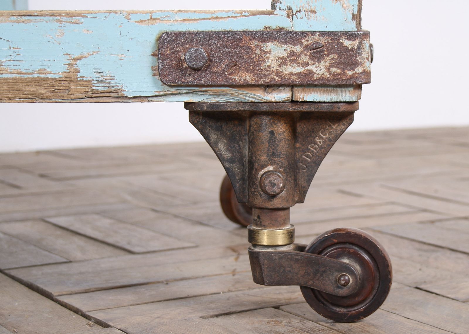 photo furniture Small Rustic Patina Duck Egg Blue Industrial Bakery Worktop Table